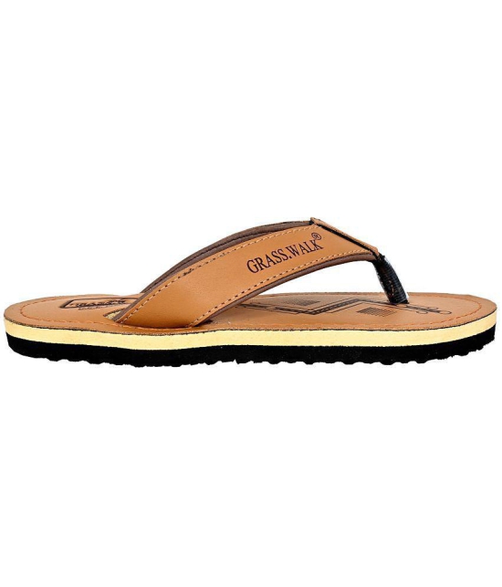 GRASS WALK - Tan Mens Thong Flip Flop - None