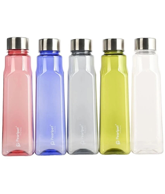 PearlPet Multicolour Plastic Water Bottle 750 mL ( Set of 5 ) - Multicolour