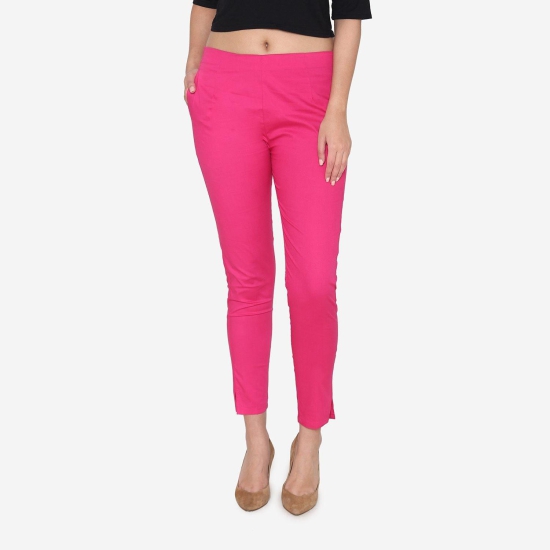 Women's Cotton Formal Trousers - Fuchsia Fuchsia L