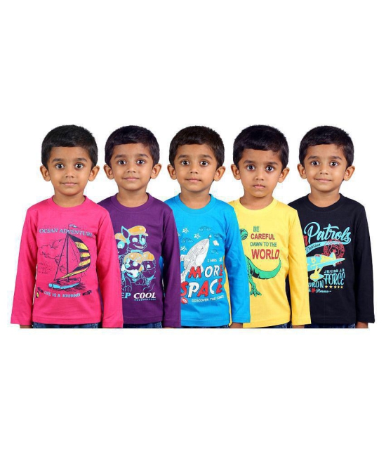 JILZ - Multicolor Cotton Boy's T-Shirt ( Pack of 5 ) - None