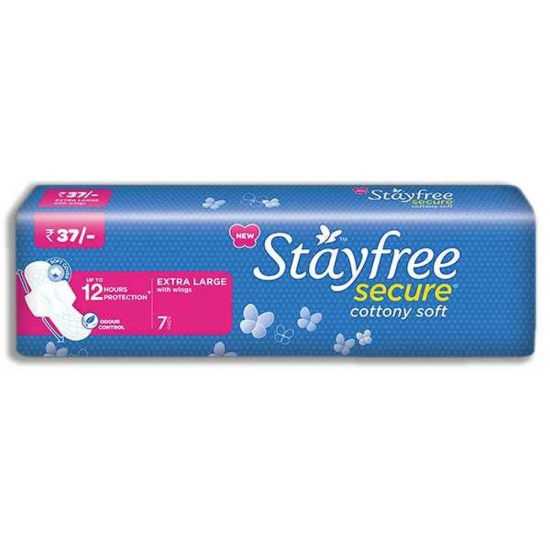 Stayfree Secure Cottony Comfort Sanitary Pads With Wings XL 6 Pieces, Packet