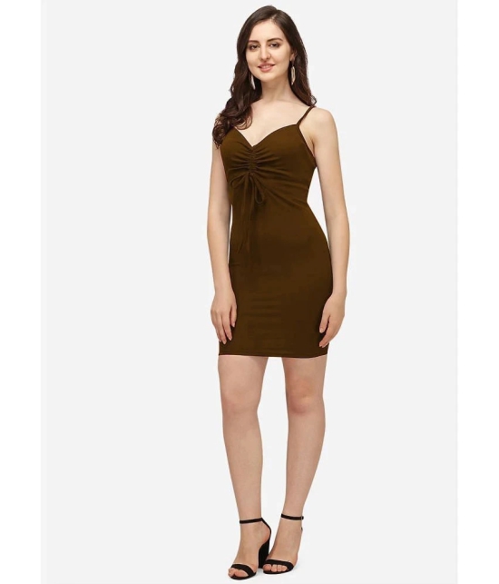 clafoutis Lycra Solid Knee Length Womens Bodycon Dress - Brown ( Pack of 1 ) - None