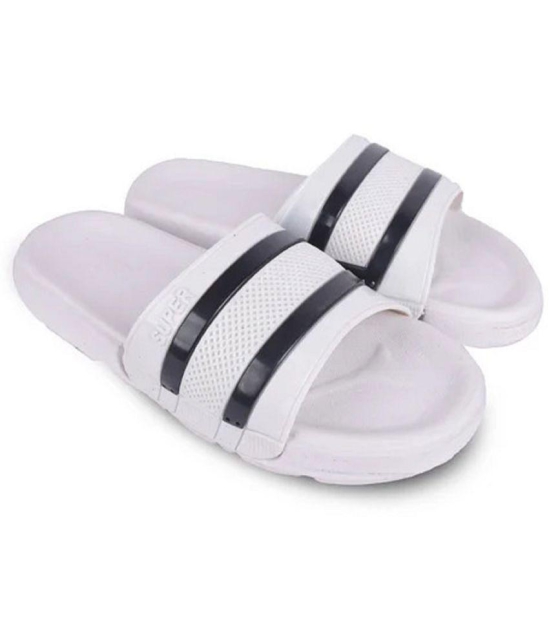 Leavess - White Men's Slide Flip Flop - None