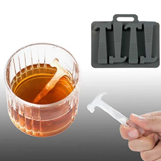 NIDY® Hammer Ice Tray Silicone Ice Cube Tray Silicone Hammer Shaped Cute Funny Novelty ice Cube Tray Hammer Chocolate Mold & Baking Creative Fancy Tool