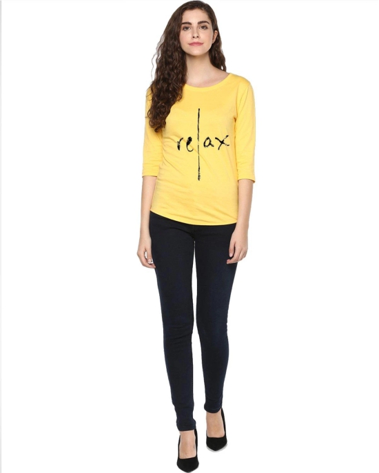 Womens 34U Relax Printed Yellow Color Tshirts-Yellow / X Large / 100% Bio Wash Cotton