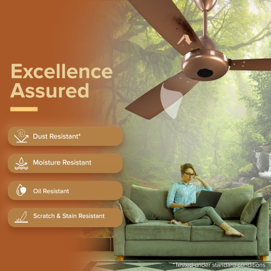 Ecowind Pro BLDC Motor Ceiling Fan with Remote, 1.2 m, Caramel Brown, 5 Star, Anti-Dust