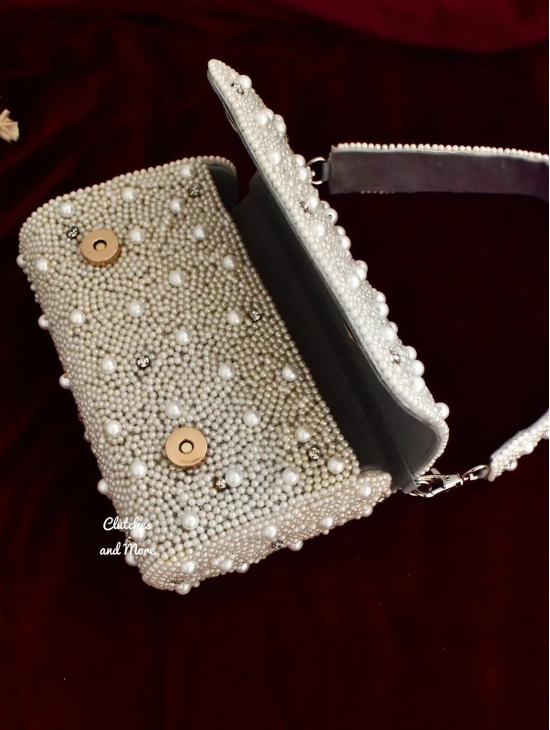 White Pearl and Diamond Flap Bag