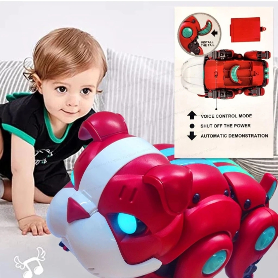 Interactive Robot Toy Dog, Remote Control Robot Toys for Kids, Voice Control, Gesture Sensing, Programmable, LED Eyes, Music and Dance, Gift for Boys and Girls