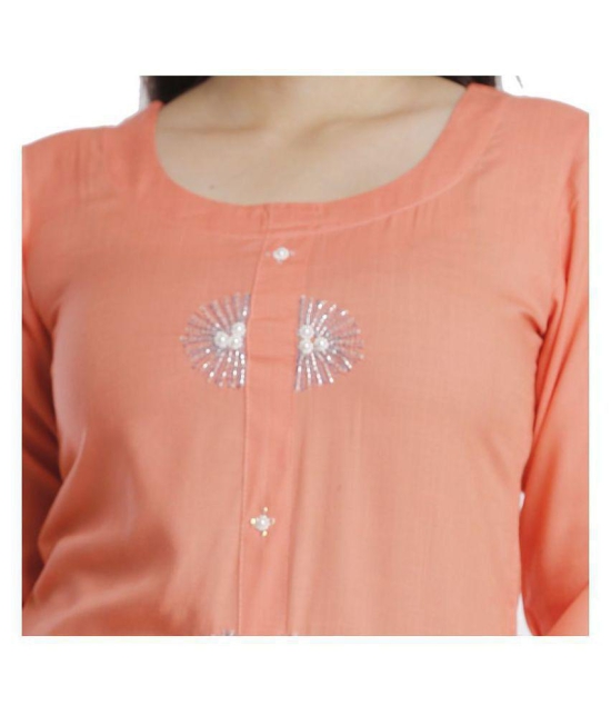 HIGHLIGHT FASHION EXPORT - Peach Viscose Womens Straight Kurti ( Pack of 1 ) - S