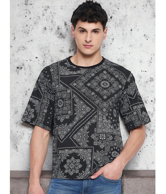 AUSTIZ Cotton Blend Regular Fit Printed Half Sleeves Mens T-Shirt - Black ( Pack of 1 ) - None