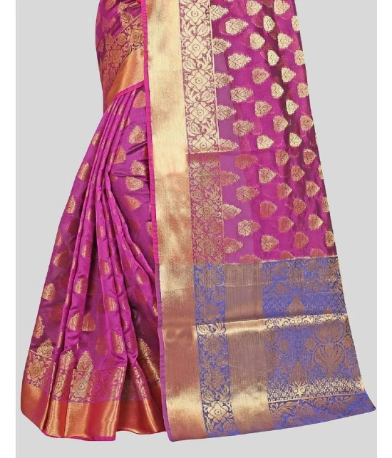 Gazal Fashions - Pink Banarasi Silk Saree With Blouse Piece ( Pack of 1 ) - Pink