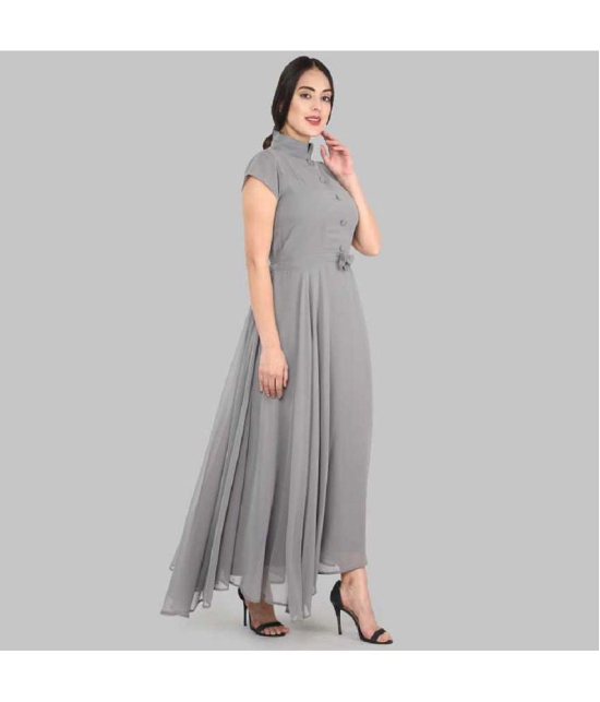 JASH CREATION - Grey Georgette Womens Fit & Flare Dress ( Pack of 1 ) - None