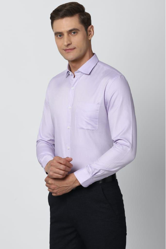 Men Purple Slim Fit Formal Full Sleeves Formal Shirt