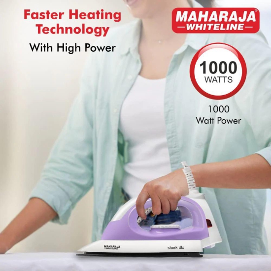 Maharaja Whiteline Sleek DLX 1000 Watt Dry Iron | Purple & White