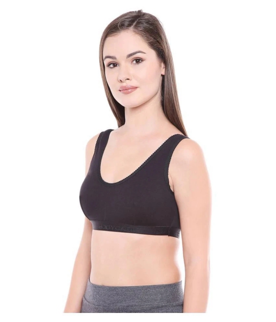 Bodycare Cotton Lycra Sports Bra - Black - 46B