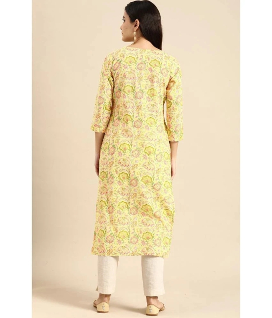 Rajnandini - Yellow 100% Cotton Womens Straight Kurti ( Pack of 1 ) - None