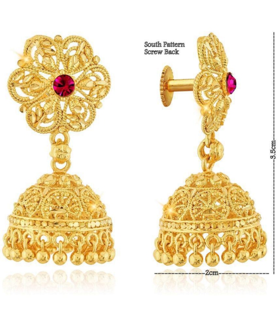 VIVASTRI Golden Jhumki Earrings ( Pack of 1 ) - Golden