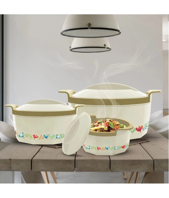 MILTON Elegance Jr. Inner Stainless Steel Casserole Gift Set of 3 (395 ml 750 ml 1.35L) Cream - Cream