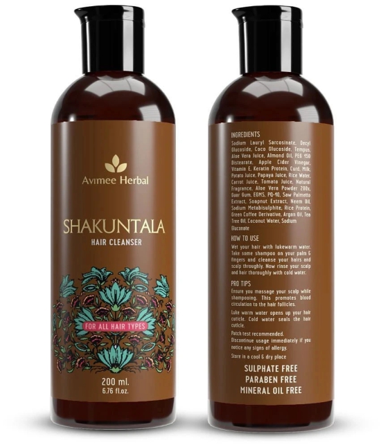 Avimee Herbal Shakuntala Hair Cleanser | For Silky Hair | SLS & Paraben Free | 200 ml