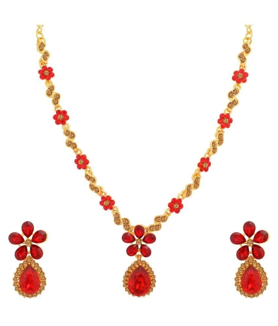 Sukkhi Alloy Red Traditional Necklaces Set Collar - Red