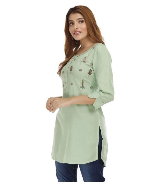 JC4U - Green Rayon Womens Straight Kurti ( Pack of 1 ) - L