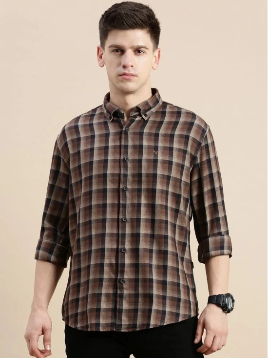 Showoff Cotton Blend Regular Fit Checks Full Sleeves Mens Casual Shirt - Brown ( Pack of 1 ) - None