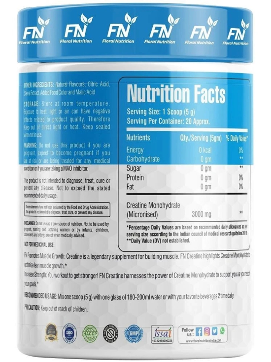 Floral Nutrition Creatine monohydrate Micronized 3000mg 100 gm