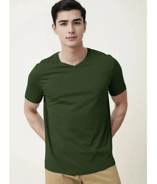 Radprix Cotton Regular Fit Solid Half Sleeves Mens T-Shirt - Dark Green ( Pack of 1 ) - None