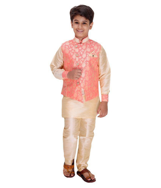 Fourfolds Ethnic Wear Kurta Pyjama with Waist Coat Jacket for Kids and Boys_FE608 - None