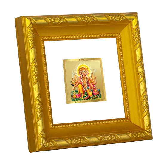 DIVINITI 24K Gold Plated Panchmukhi Hanuman Photo Frame For Home Decor, Tabletop, Puja (10.8 X 10.8 CM)