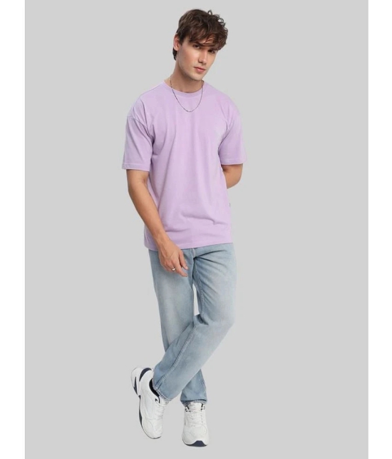 PPTHEFASHIONHUB Cotton Blend Oversized Fit Solid Half Sleeves Mens T-Shirt - Lavender ( Pack of 1 ) - None