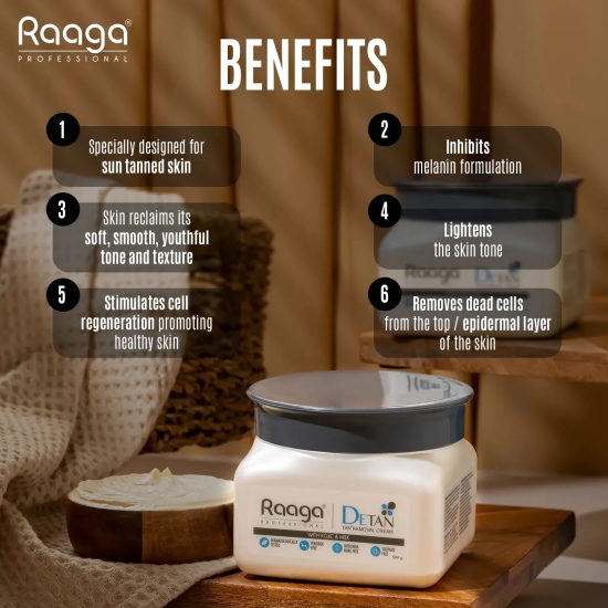 Raaga Professional De-Tan Pack | Tan Removal Cream with Kojic and Milk (500 gm)