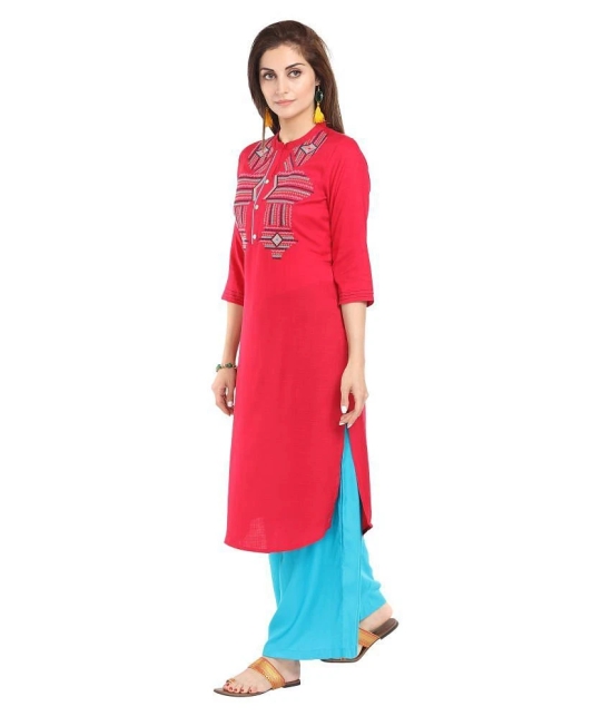 Alena - Pink Rayon Womens Straight Kurti - L