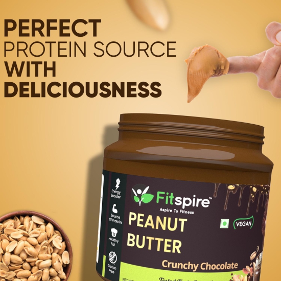 Fitspire Fit 100% Roasted Peanuts Butter Delicious Choco Cookie Crunch Flavor for Kids & Adults - 340gm