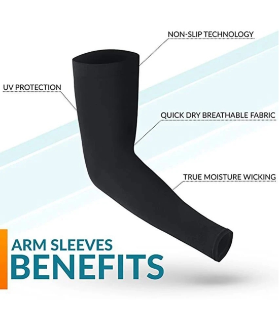 FITMonkey - High Performance UV Sun Protection Arm Sleeves for Athletic, Cricket, Bike Riding,Cycling Lymphedema, Basketball, Baseball, Running & Outdoor Activities (Black) - Freesize