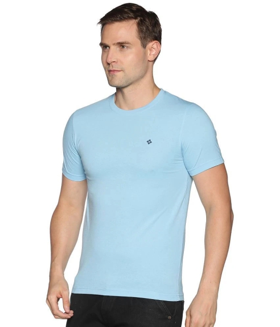 Dollar Cotton Blend Regular Fit Solids Round Half Sleeves Blue Men T-Shirt Single Pack - None