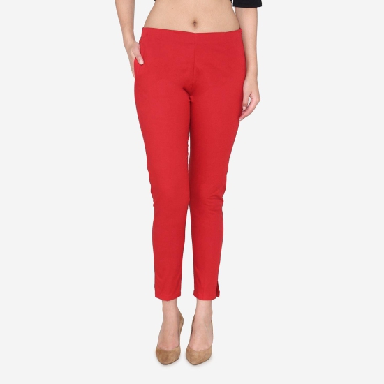 Women's Cotton Formal Trousers - True Red True Red 3XL