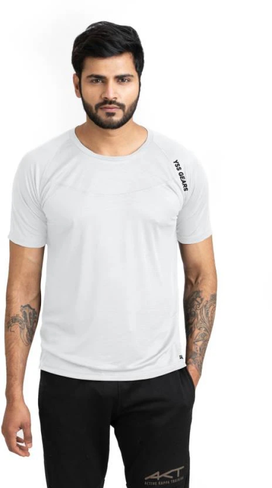 Solid Men Round Neck with Cool Rush Technology Men Solid Round Neck Polyester White T-Shirt