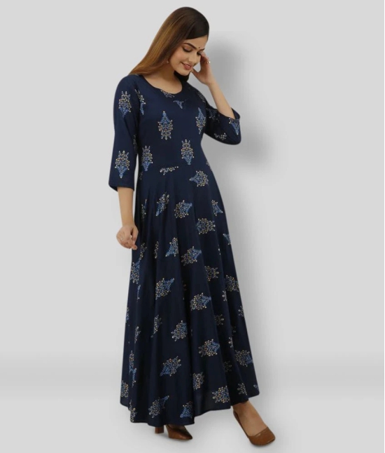 Lee Moda - Blue Rayon Womens Anarkali Kurti ( Pack of 1 ) - XXL