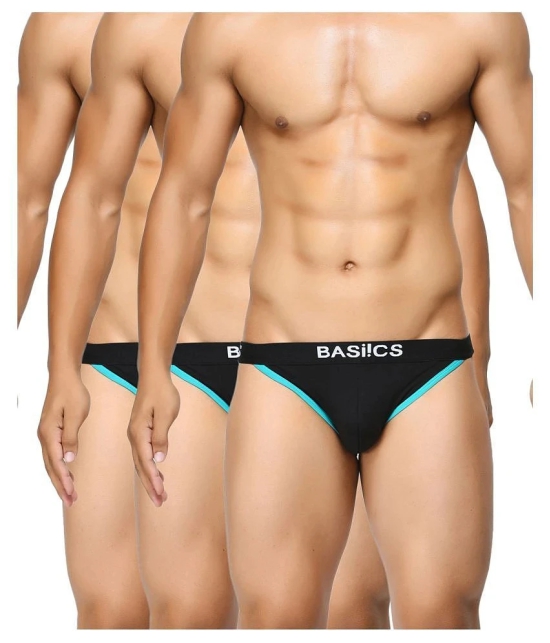 BASIICS By La Intimo - Black Cotton Mens Thongs ( Pack of 3 ) - L