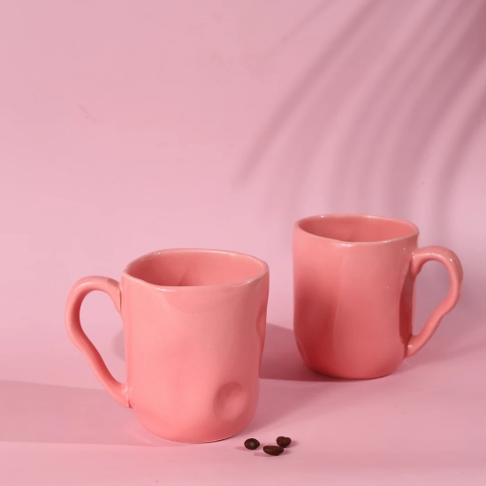 Pink Wavy Mug-Set of six