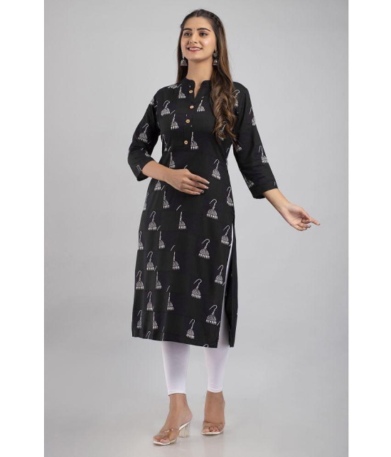 MAUKA - Black Rayon Womens Straight Kurti ( Pack of 1 ) - None