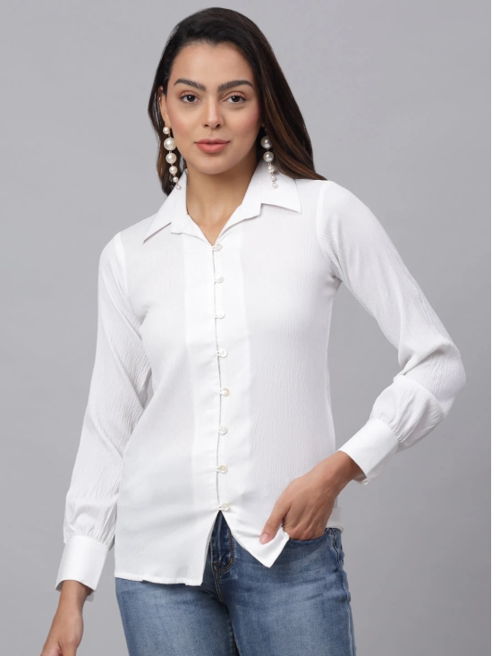 Women White Solid Shirt-M / White