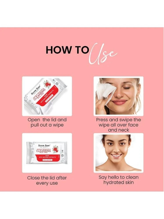 Seven Seas Makeup Remover & Cleansing Facial Wipes (Rose)