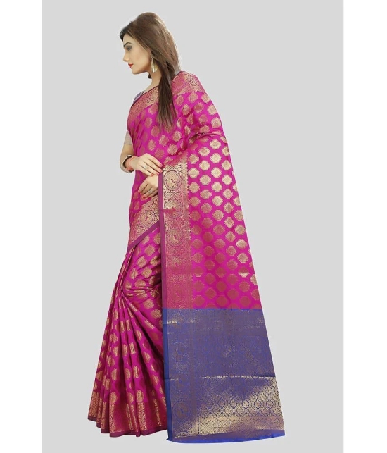 Gazal Fashions - Pink Banarasi Silk Saree With Blouse Piece ( Pack of 1 ) - Pink