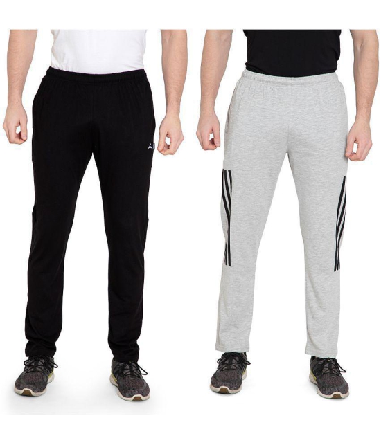 Zeffit Solid Men Black, Grey Track Pants (Pack Of 2 ) - M