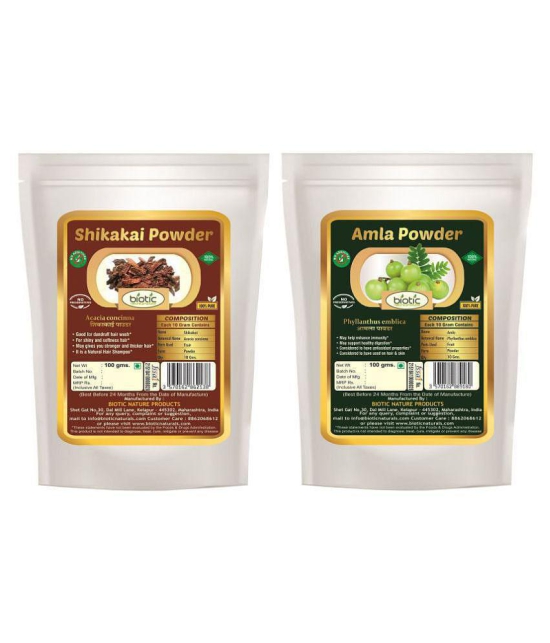 Biotic Natural Shikakai and Amla Powder - 200 gms(100 gms Each) Hair Mask 200 g Pack of 2