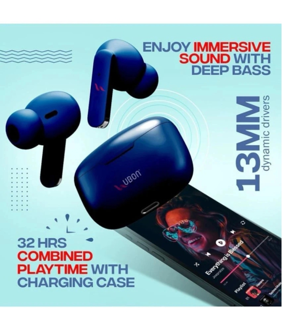 UBON J4 EARBUDS Bluetooth True Wireless (TWS) In Ear 32 Hours Playback Active Noise cancellation IPX4(Splash & Sweat Proof) Blue