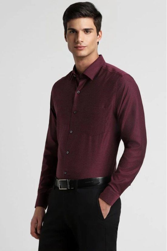 Men Purple Slim Fit Formal Full Sleeves Formal Shirt