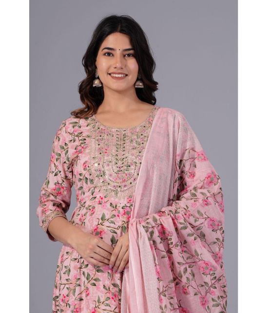 Doriya - Pink Anarkali Cotton Blend Women's Stitched Salwar Suit ( Pack of 1 ) - None